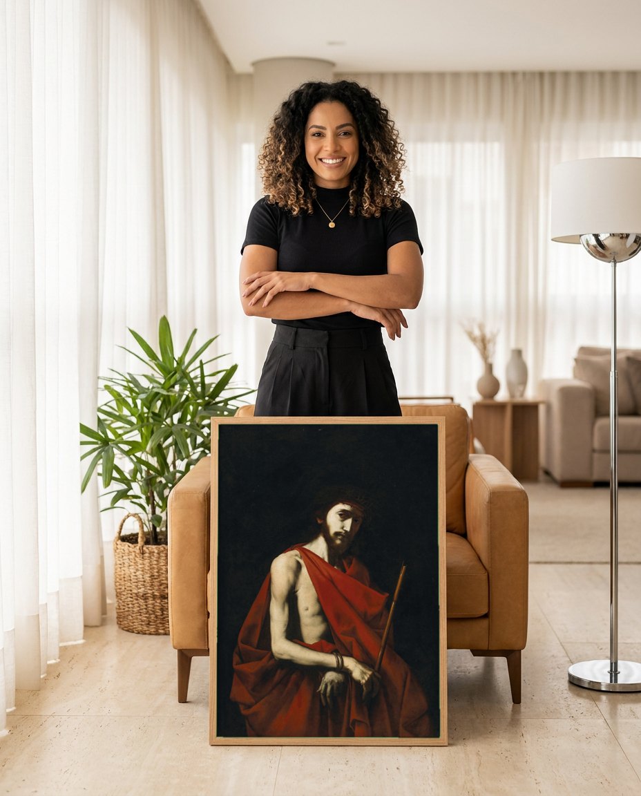 Quadro Decorativo Ecce Homo - Jusepe de Ribera | modelo apresentando o quadro emoldurado