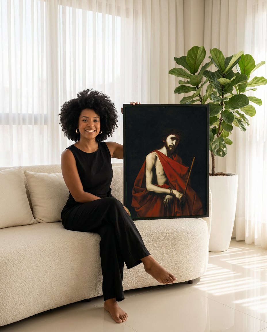 Quadro Decorativo Ecce Homo - Jusepe de Ribera | modelo apresentando o quadro emoldurado
