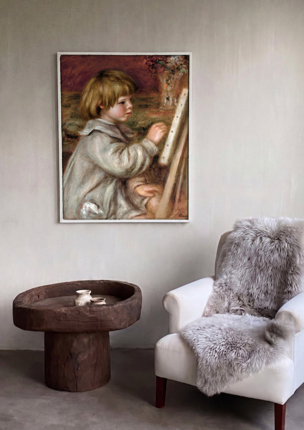 Quadro Decorativo Criança Pintando - Renoir | quadro emoldurado na parede
