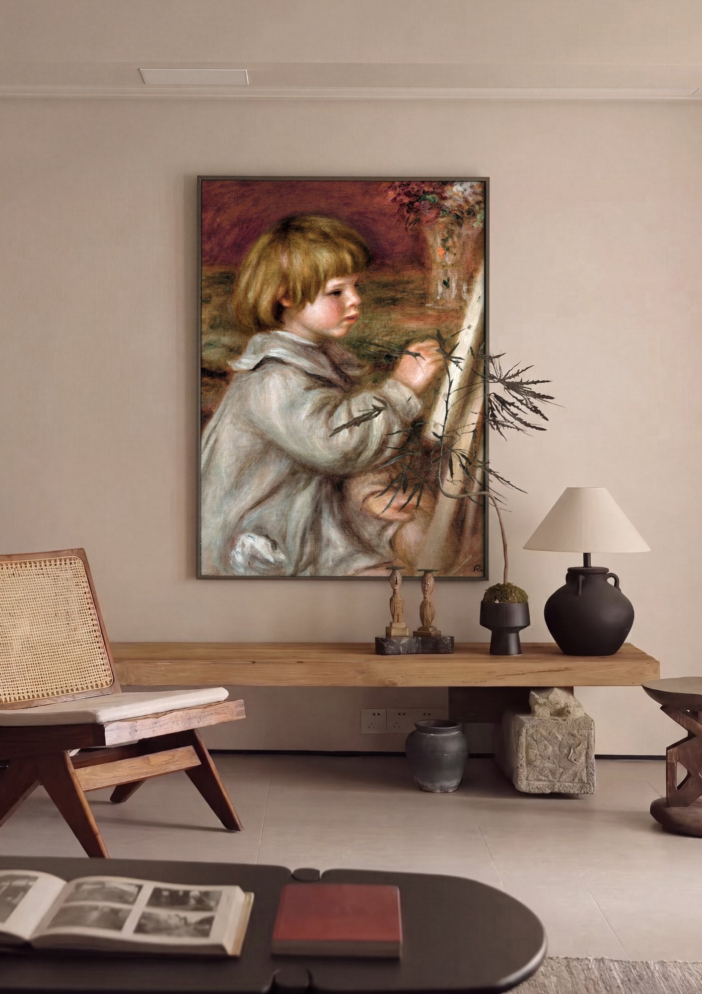 Quadro Decorativo Criança Pintando - Renoir | quadro emoldurado na parede