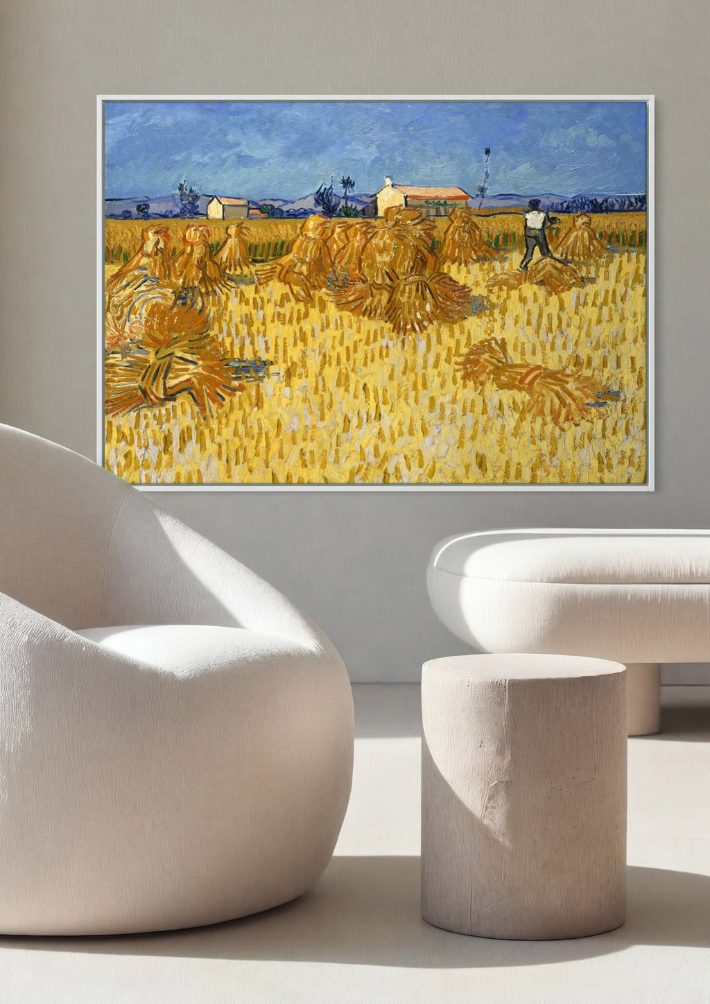 Quadro Decorativo Campo de Trigo com Ceifeiro - Van Gogh | quadro emoldurado na parede
