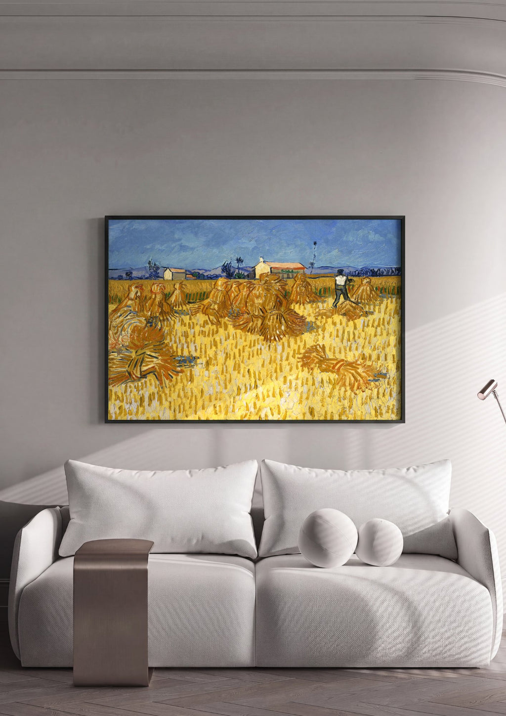 Quadro Decorativo Campo de Trigo com Ceifeiro - Van Gogh | quadro emoldurado na parede