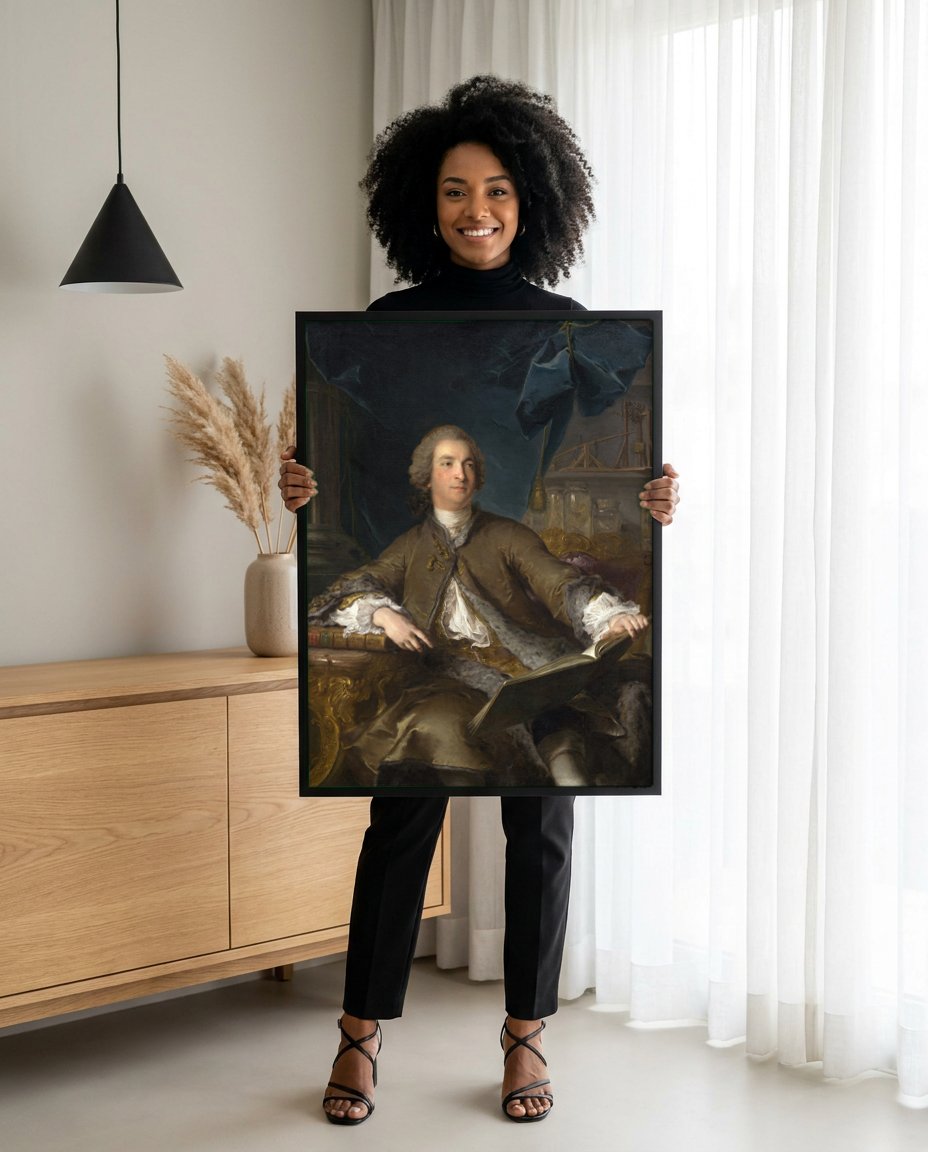 Quadro Decorativo Retrato de Joseph II - Jean Marc Nattier com modelo em ambiente