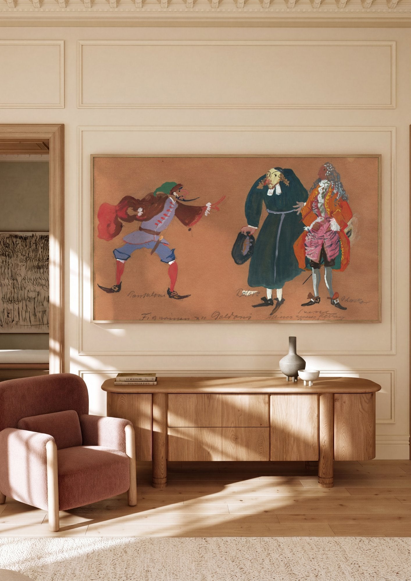 Quadro Decorativo Figurinen zu Goldoni - Oskar Laske em ambiente decorado