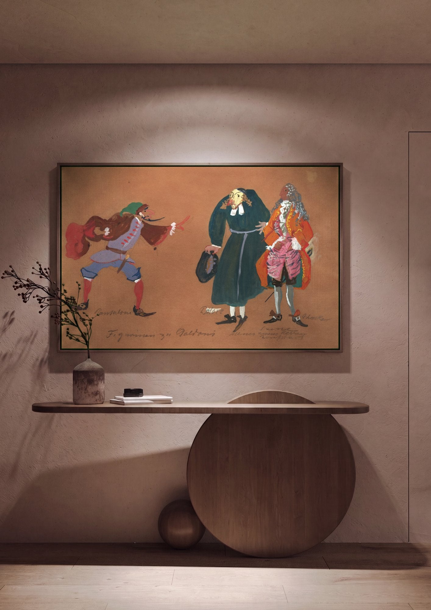 Quadro Decorativo Figurinen zu Goldoni - Oskar Laske em ambiente decorado