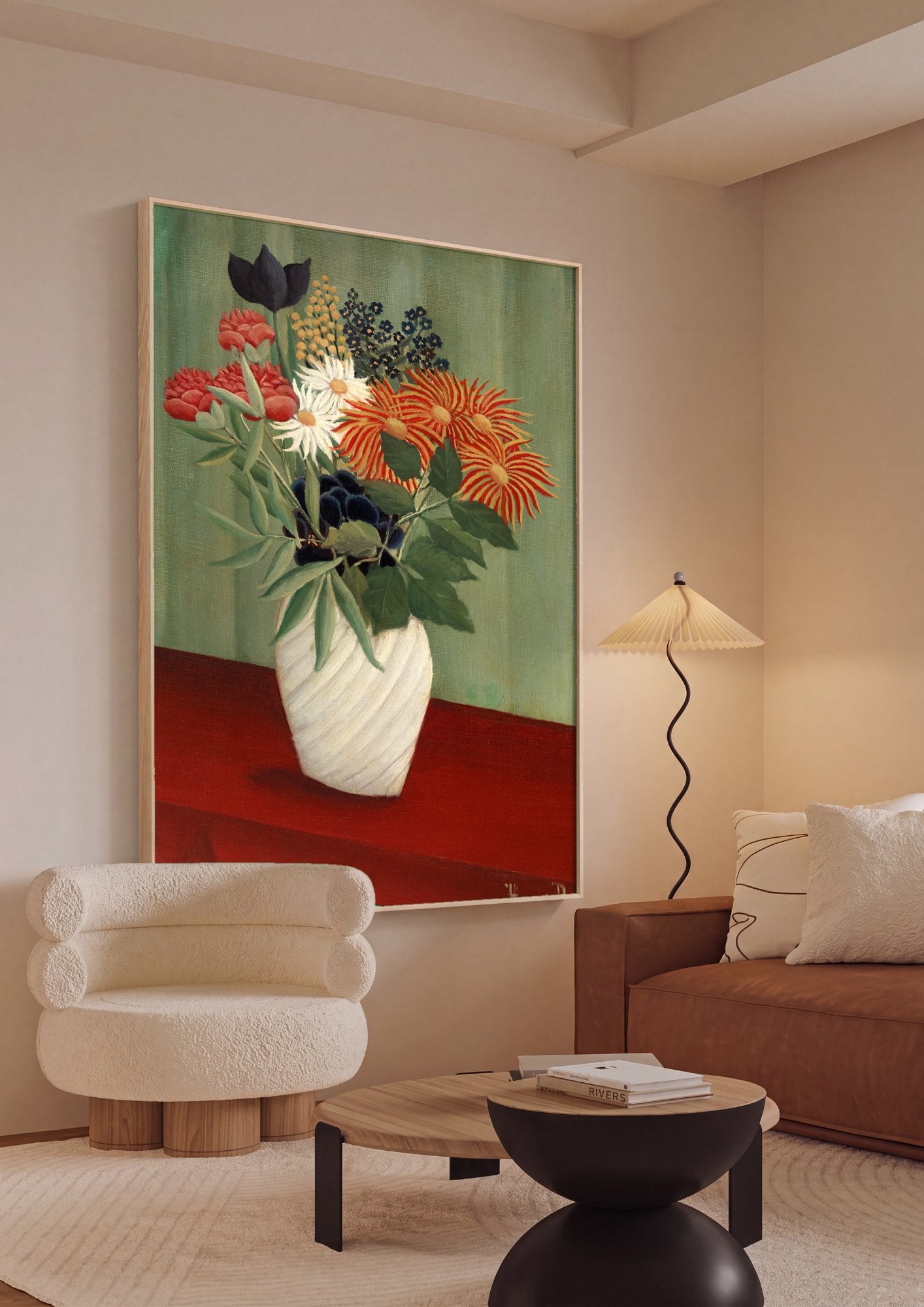 Quadro Decorativo 'Flores no Vaso' - Henri Rousseau em ambiente decorado