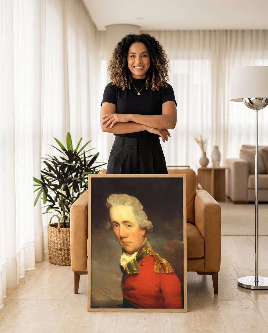 Quadro Decorativo Retrato de um Oficial - John Hoppner com modelo em ambiente