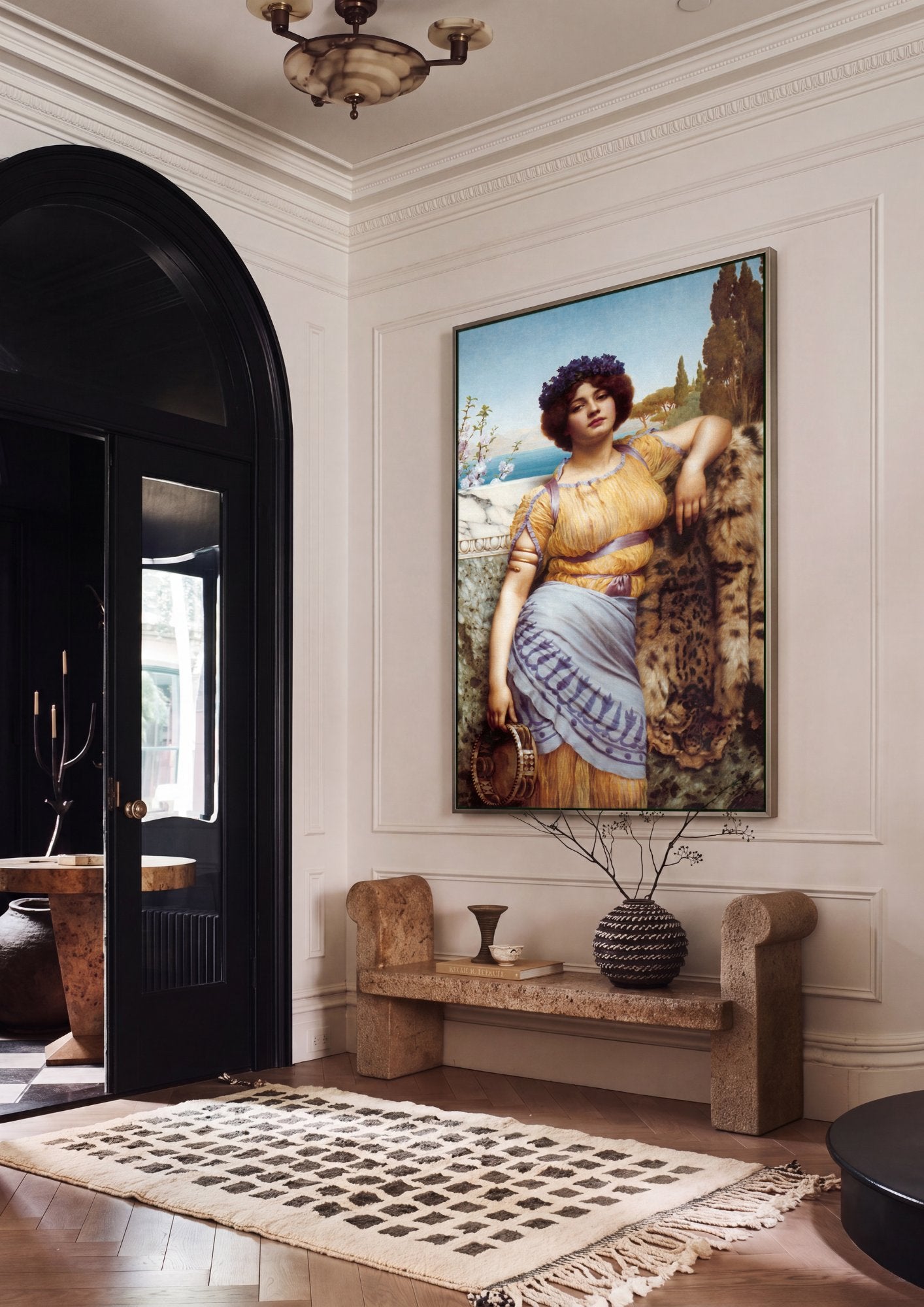 Quadro Decorativo A Bacante - John William Godward em ambiente decorado