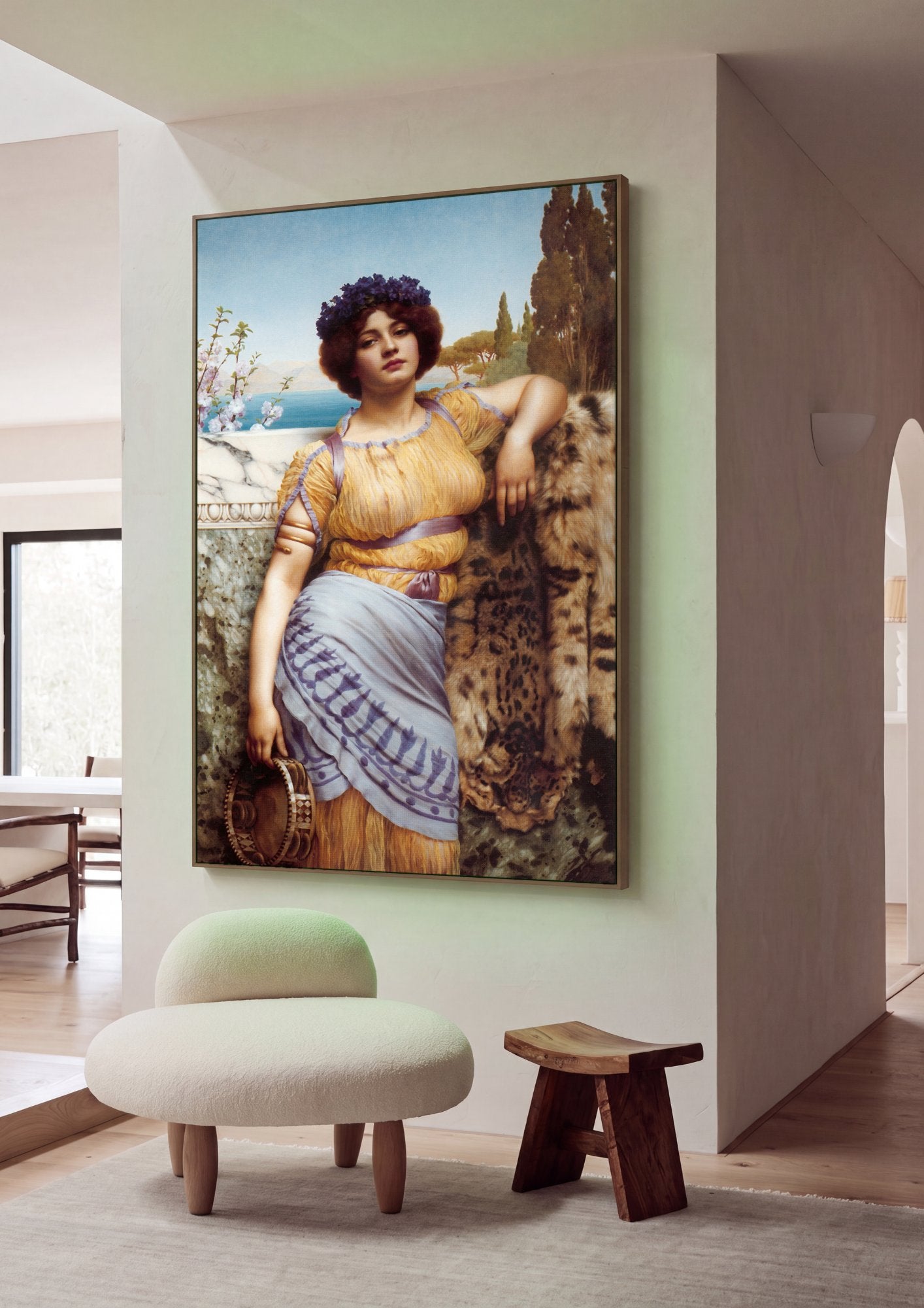 Quadro Decorativo A Bacante - John William Godward em ambiente decorado