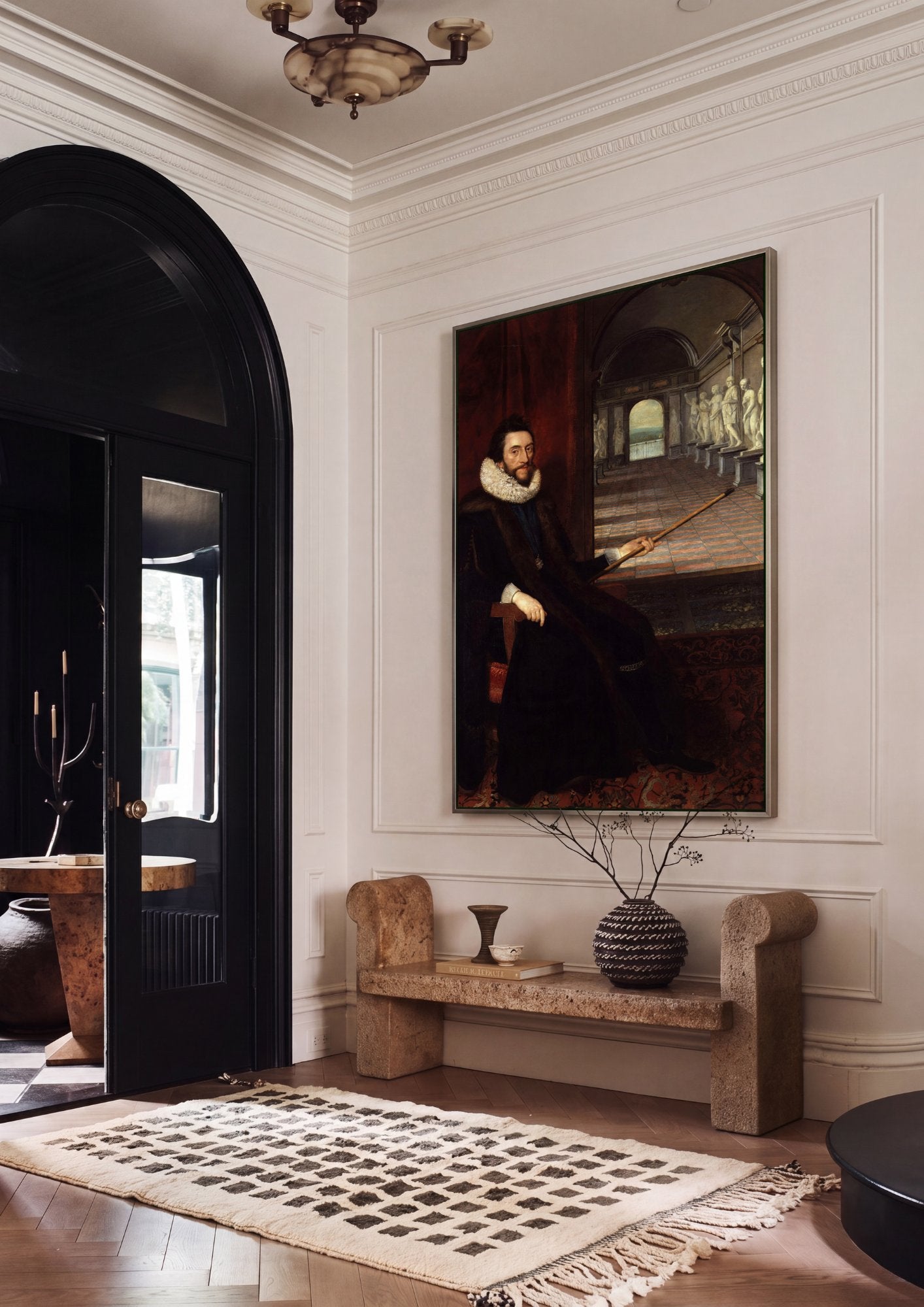 Quadro Decorativo Retrato de Sir William Paddy - Daniël Mijtens em ambiente decorado