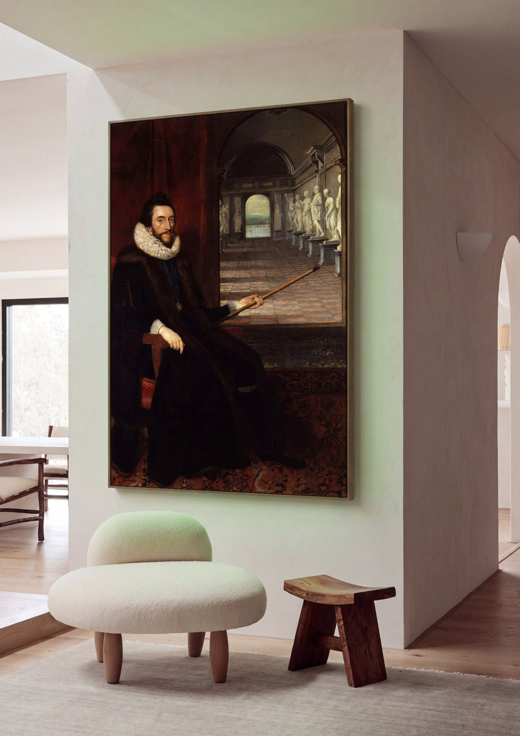 Quadro Decorativo Retrato de Sir William Paddy - Daniël Mijtens em ambiente decorado