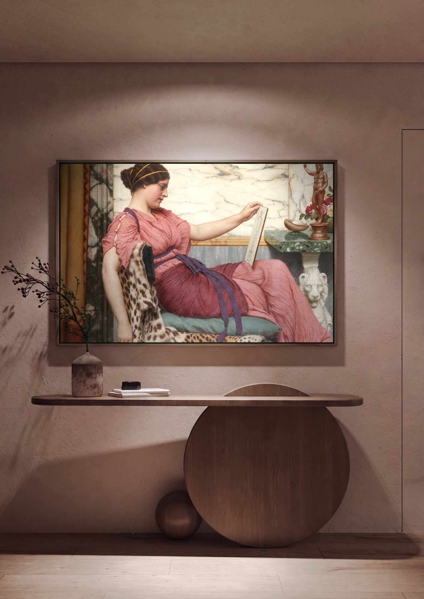 Quadro Decorativo A Leitura - John William Godward em ambiente decorado