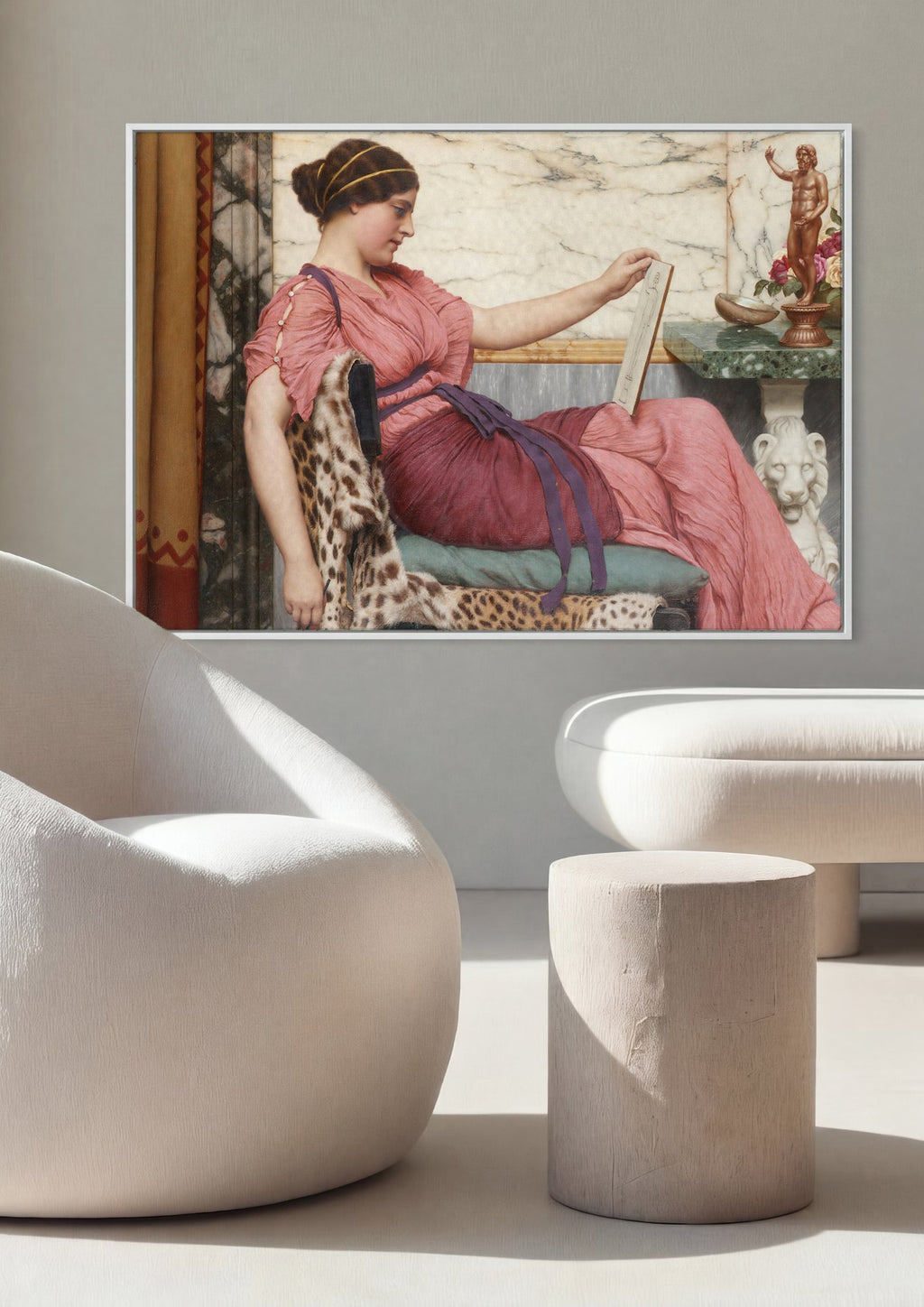 Quadro Decorativo A Leitura - John William Godward em ambiente decorado