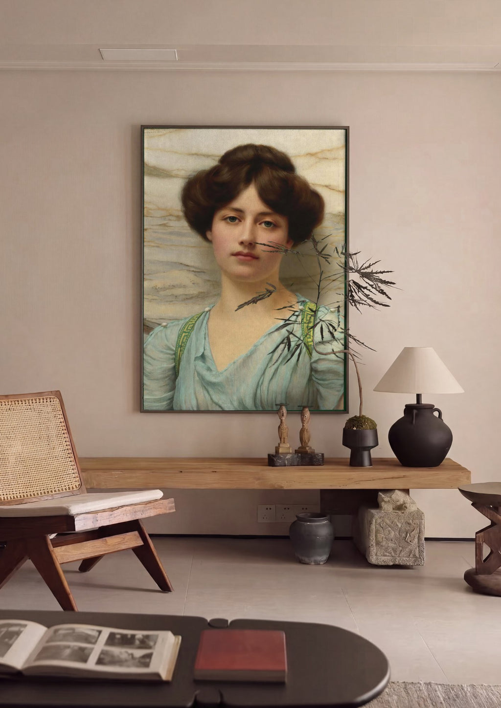 Quadro Decorativo 'A Sereia' - John William Godward em ambiente decorado