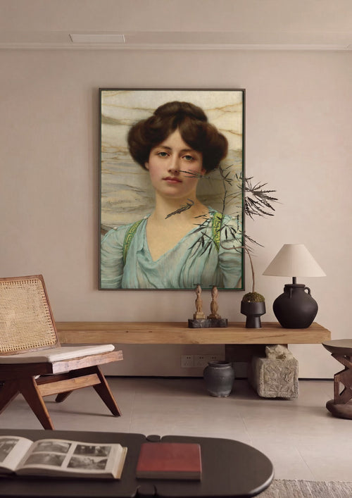Quadro Decorativo 'A Sereia' - John William Godward em ambiente decorado