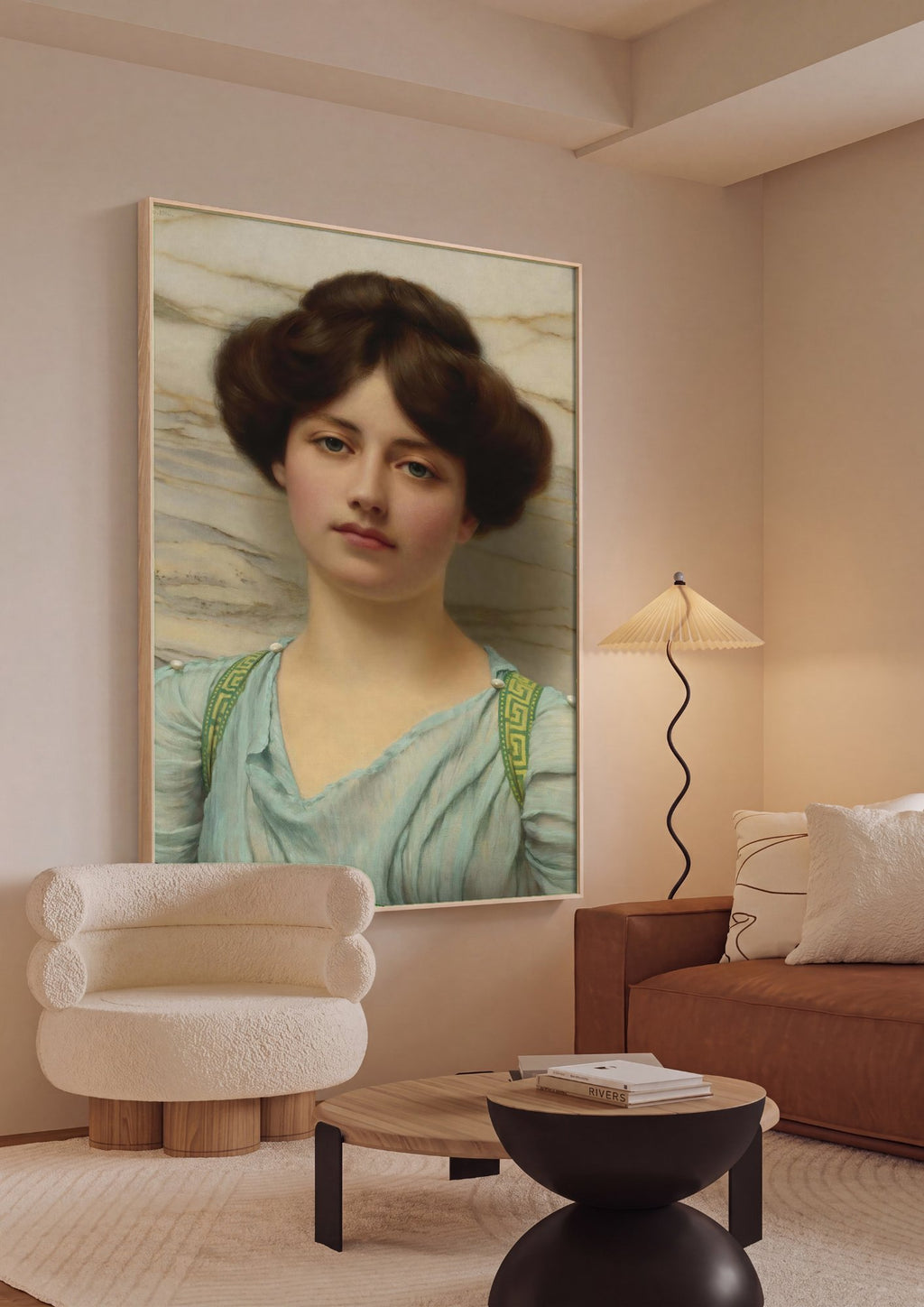 Quadro Decorativo 'A Sereia' - John William Godward em ambiente decorado