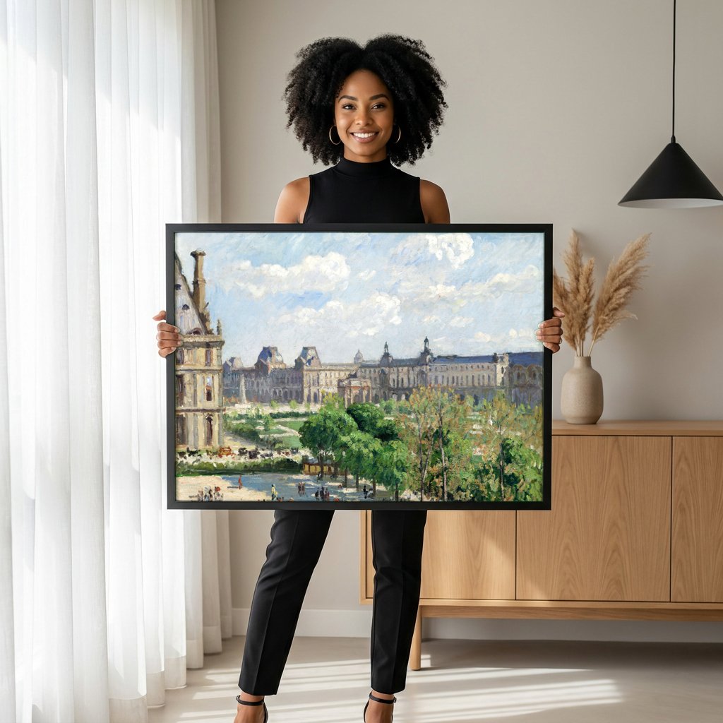 Quadro Decorativo Jardins das Tulherias - Pissarro com modelo em ambiente