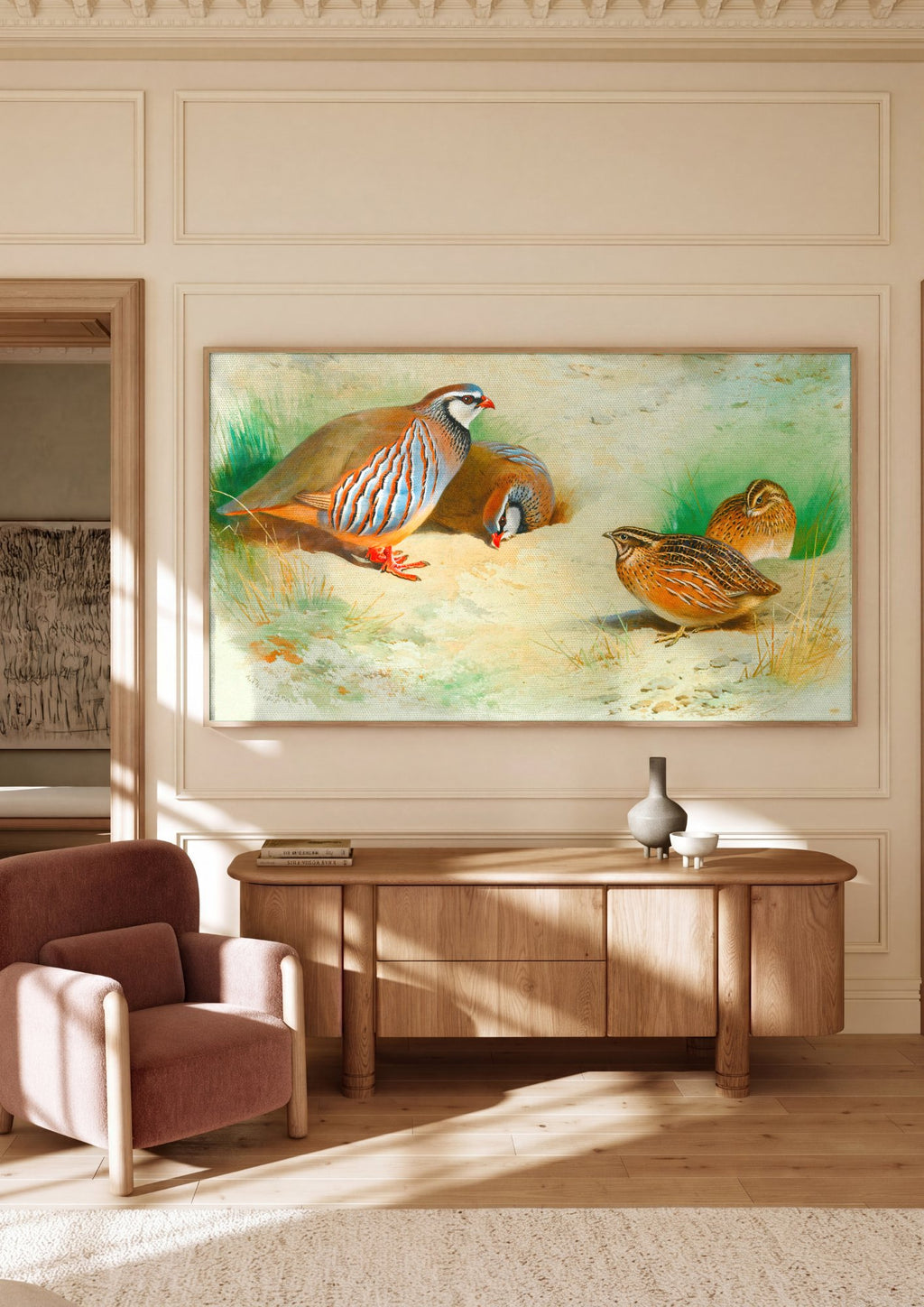 Quadro Decorativo Aves Selvagens - Archibald Thorburn em ambiente decorado