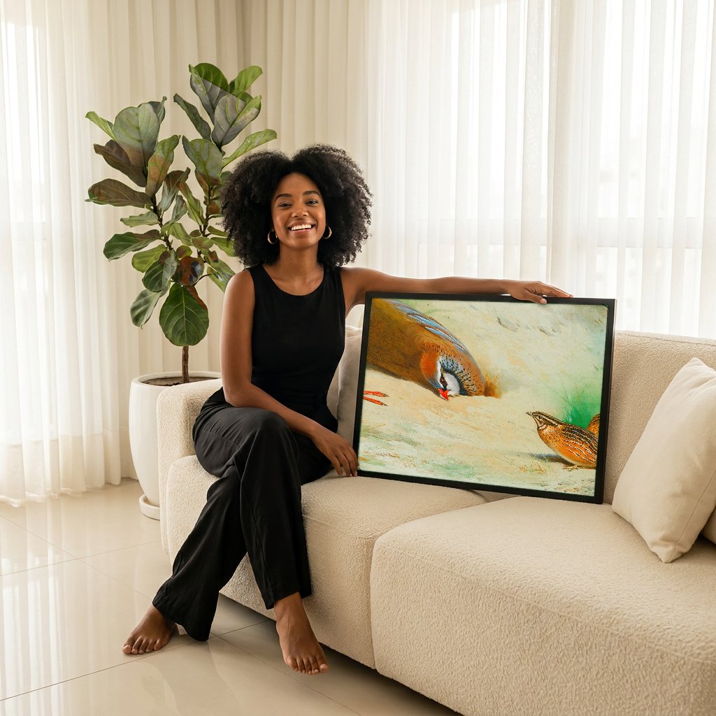 Quadro Decorativo Aves Selvagens - Archibald Thorburn com modelo em ambiente