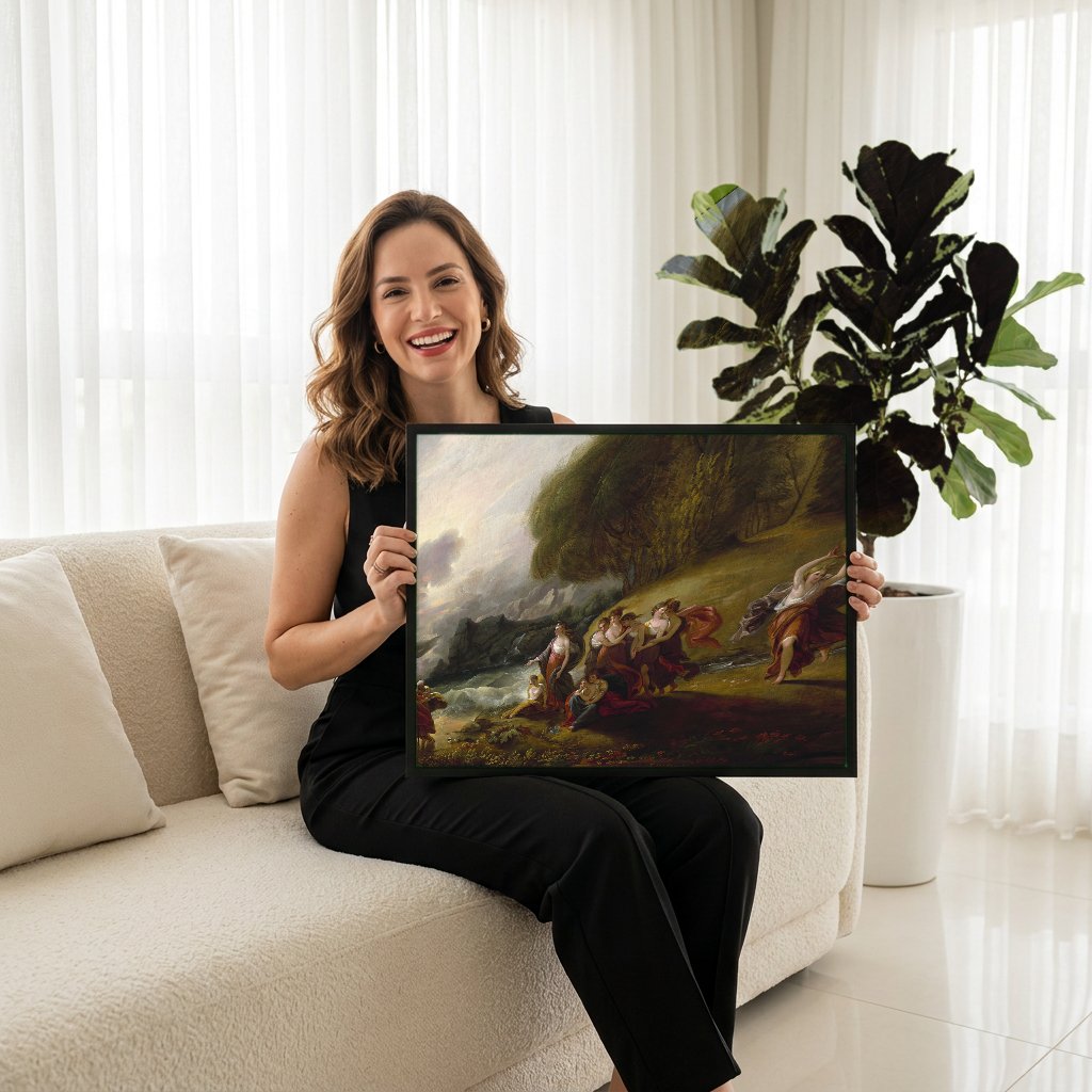 Quadro Decorativo A Tempestade de Caliban - Benjamin West com modelo em ambiente