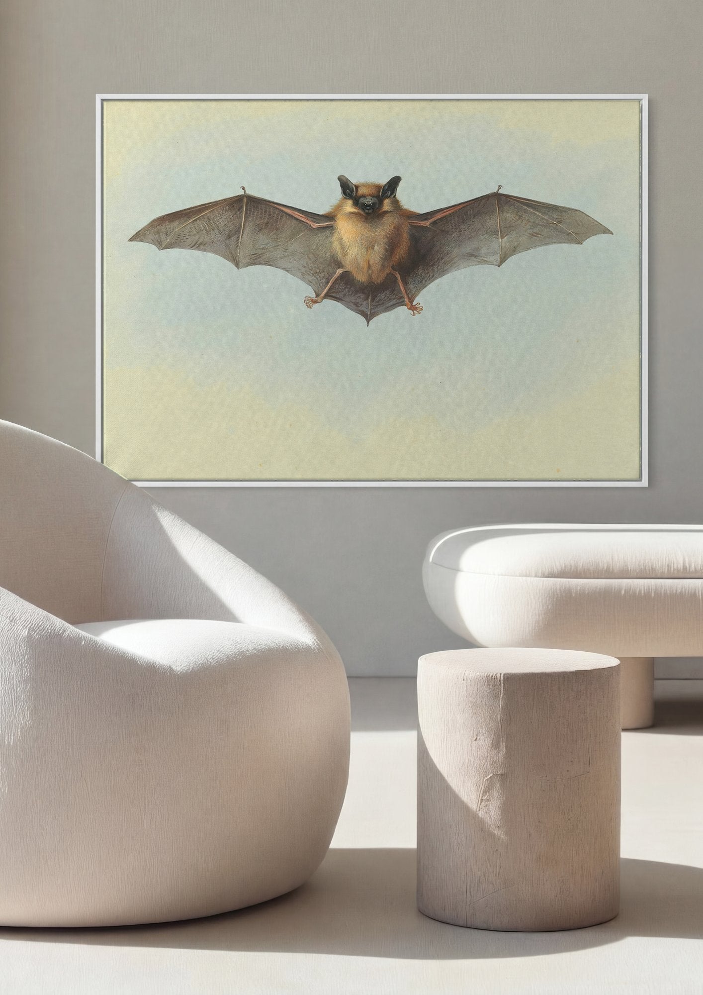 Quadro Decorativo Morcego em Voo - Archibald Thorburn em ambiente decorado