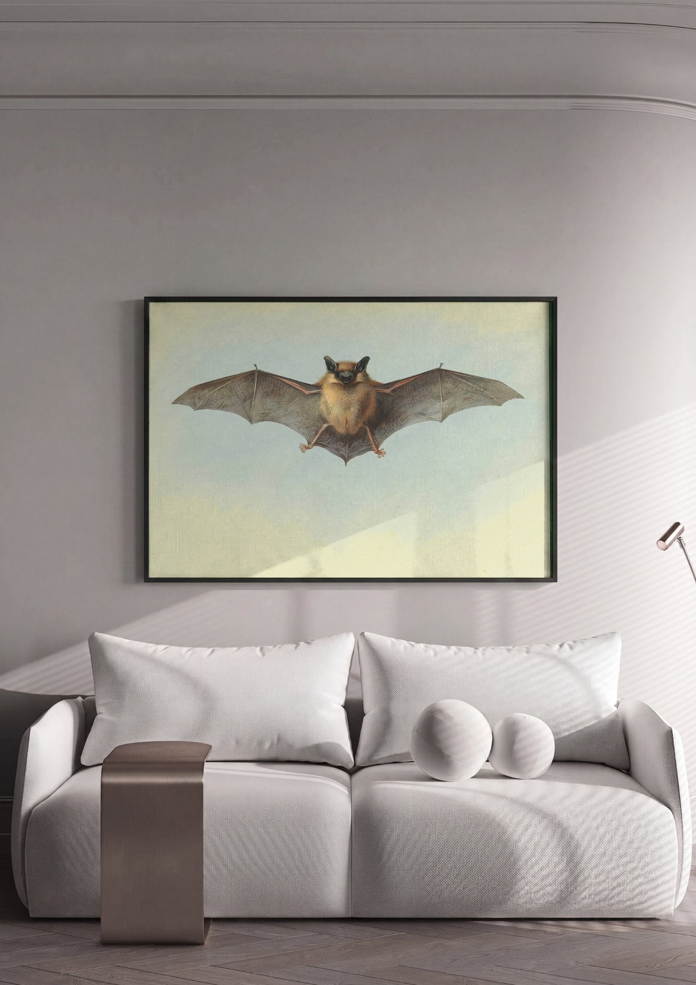 Quadro Decorativo Morcego em Voo - Archibald Thorburn em ambiente decorado
