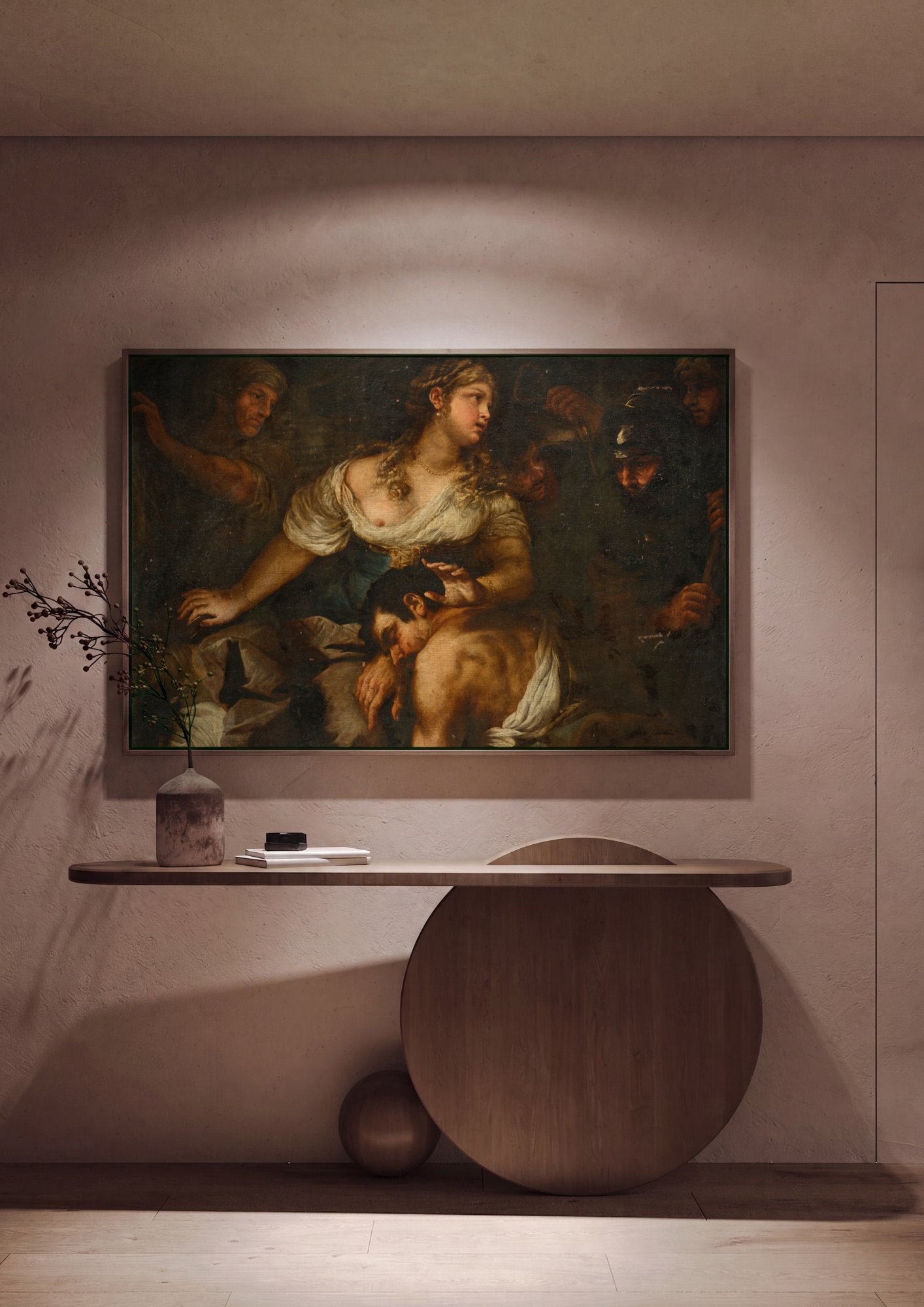 Quadro Decorativo Sansão e Dalila (atribuído) - Luca Giordano em ambiente decorado