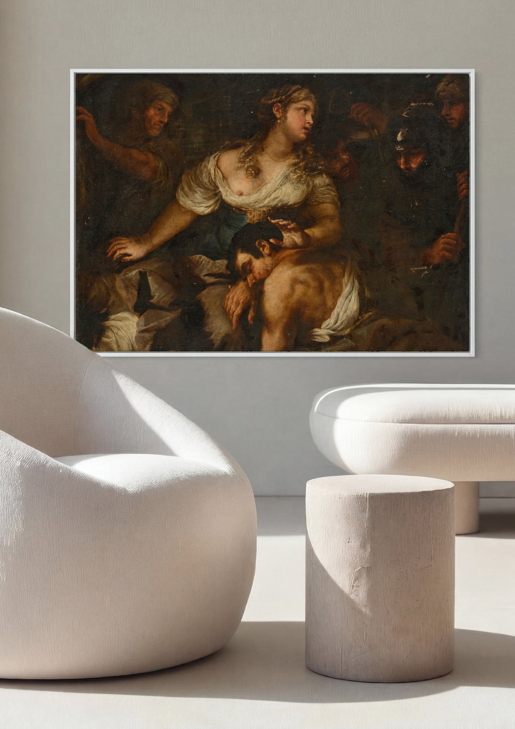 Quadro Decorativo Sansão e Dalila (atribuído) - Luca Giordano em ambiente decorado