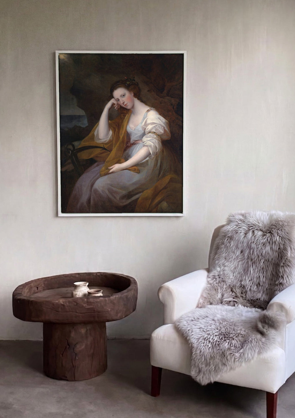 Quadro Decorativo da Melancolia - Angelica Kauffmann em ambiente decorado