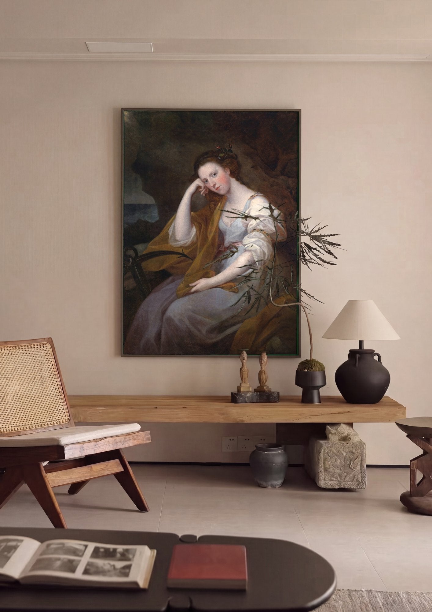 Quadro Decorativo da Melancolia - Angelica Kauffmann em ambiente decorado