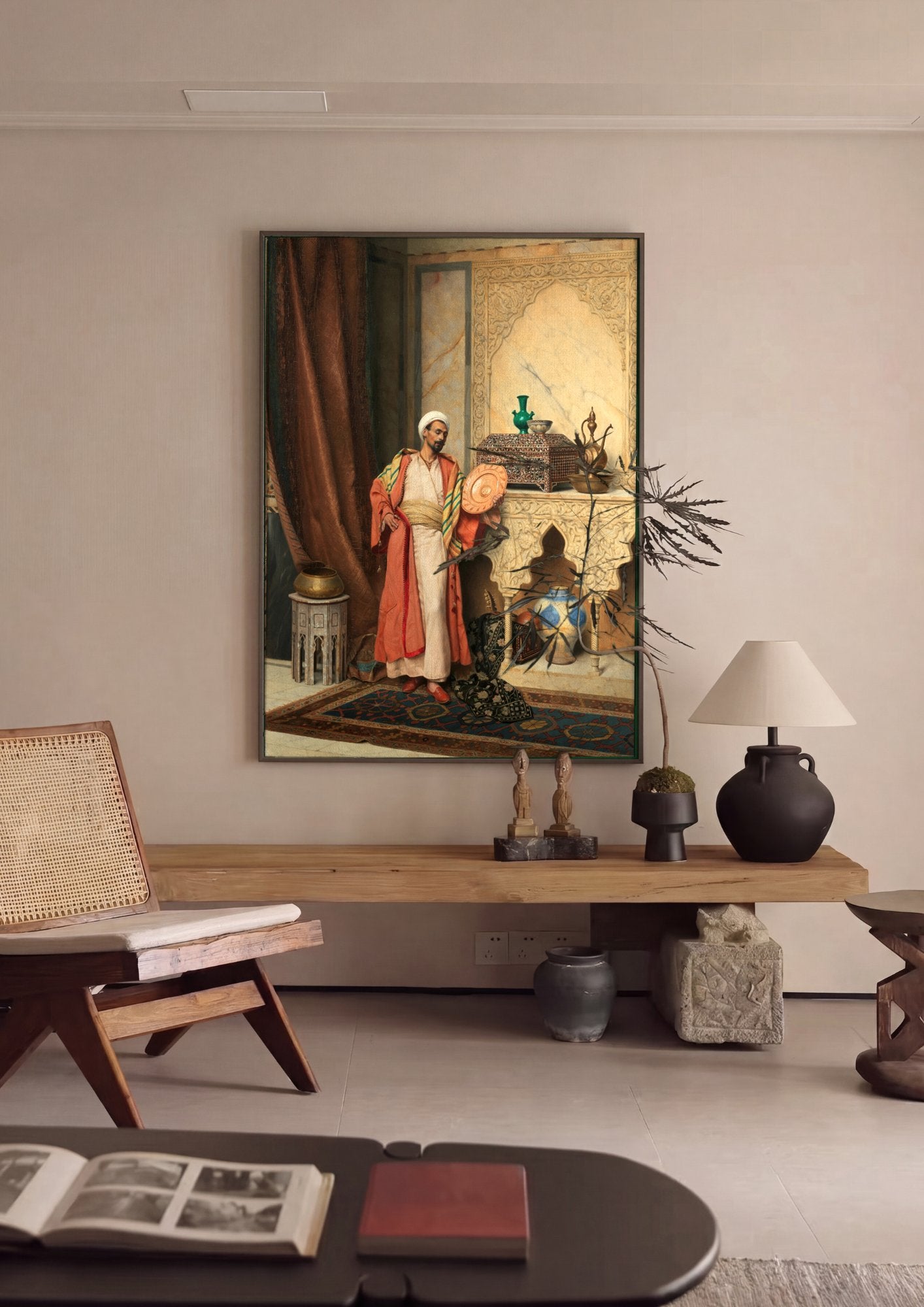 Quadro Decorativo O Vendedor de Cerâmica - Ludwig Deutsch em ambiente decorado