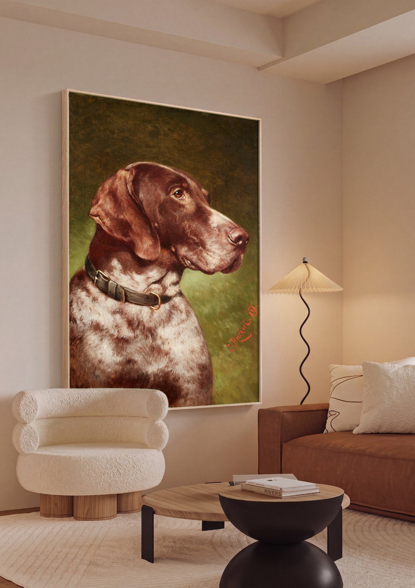 Quadro Decorativo Cão de Caça - Carl Reichert em ambiente decorado