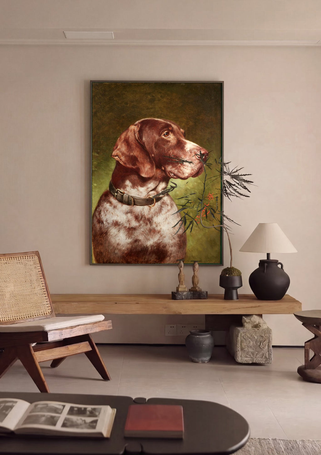 Quadro Decorativo Cão de Caça - Carl Reichert em ambiente decorado