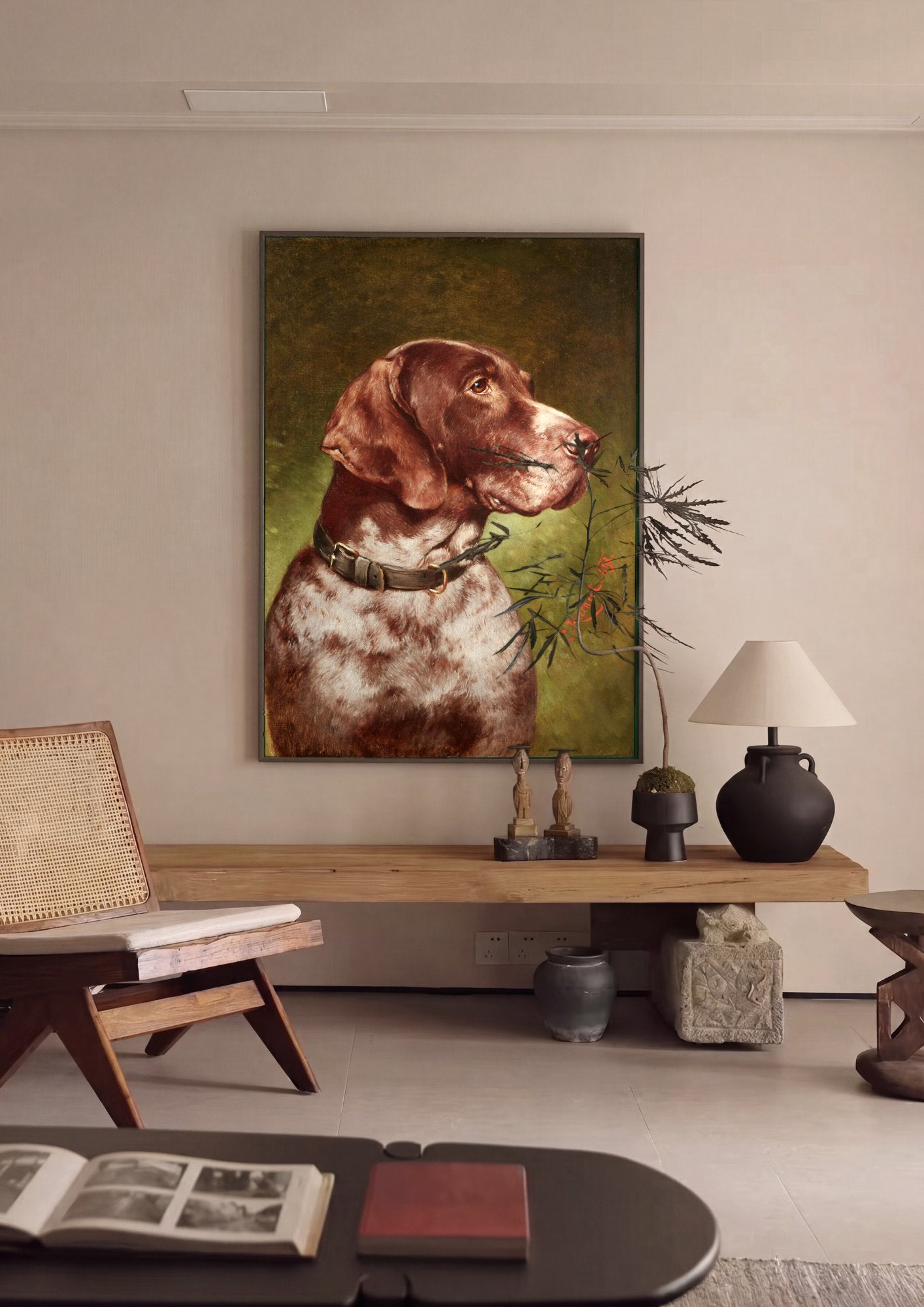Quadro Decorativo Cão de Caça - Carl Reichert em ambiente decorado