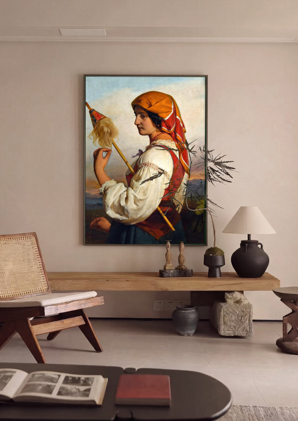 Quadro Decorativo A Fiandeira - Friedrich von Amerling em ambiente decorado