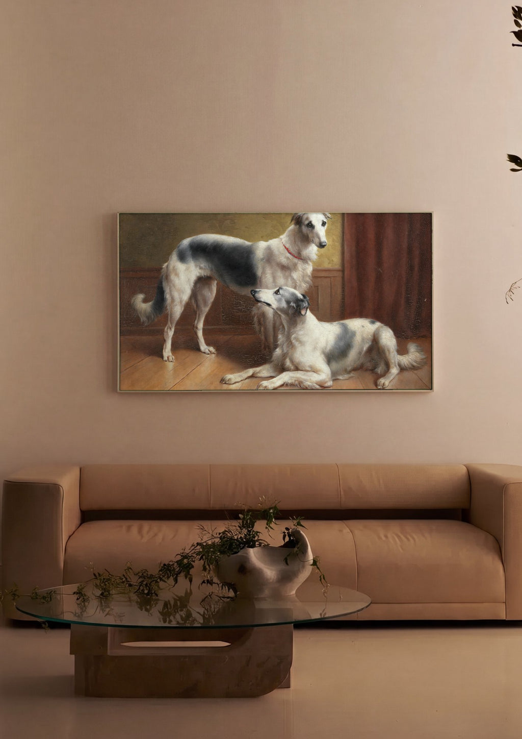 Quadro Decorativo Cães Borzoi - Carl Reichert em ambiente decorado
