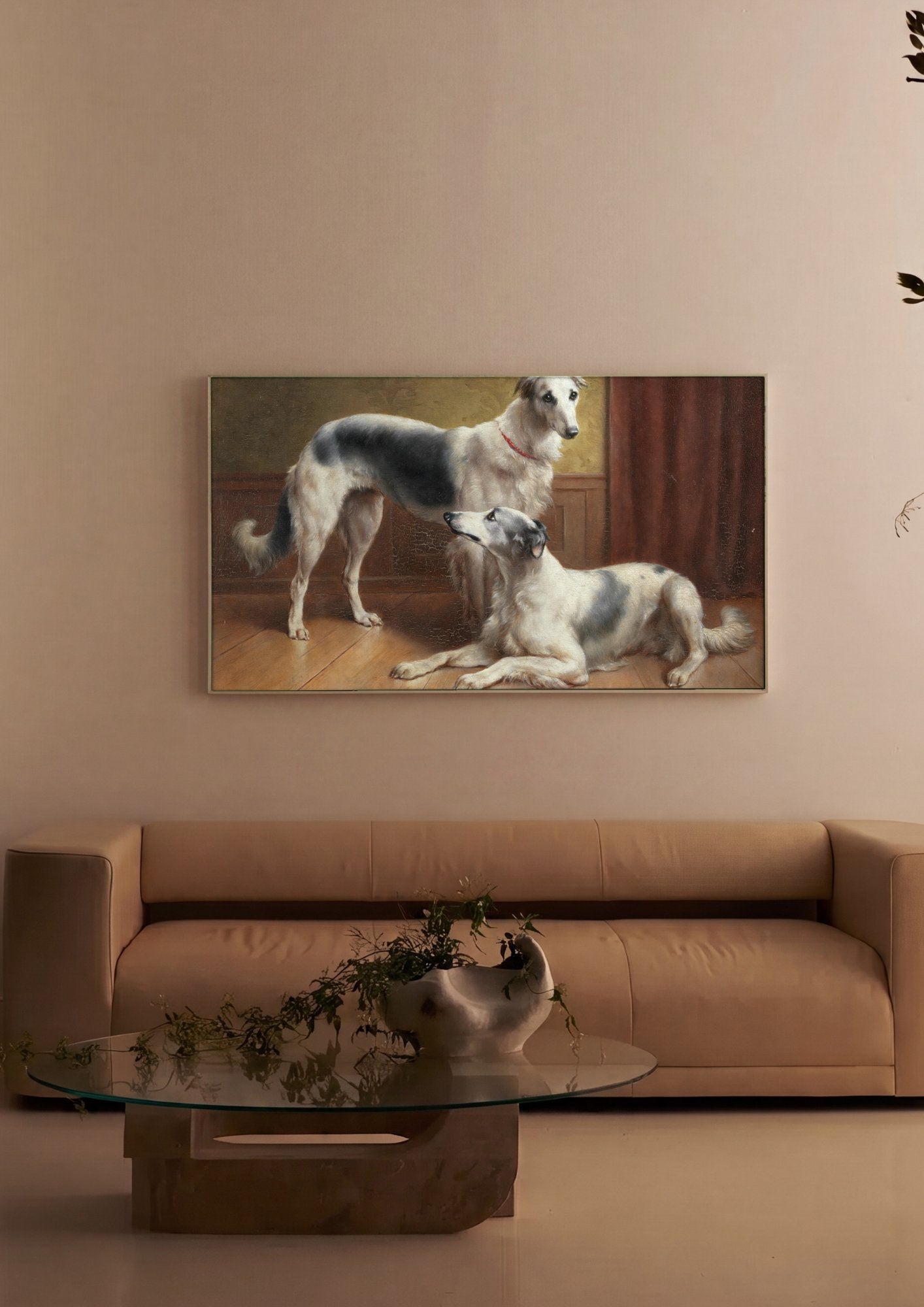 Quadro Decorativo Cães Borzoi - Carl Reichert em ambiente decorado