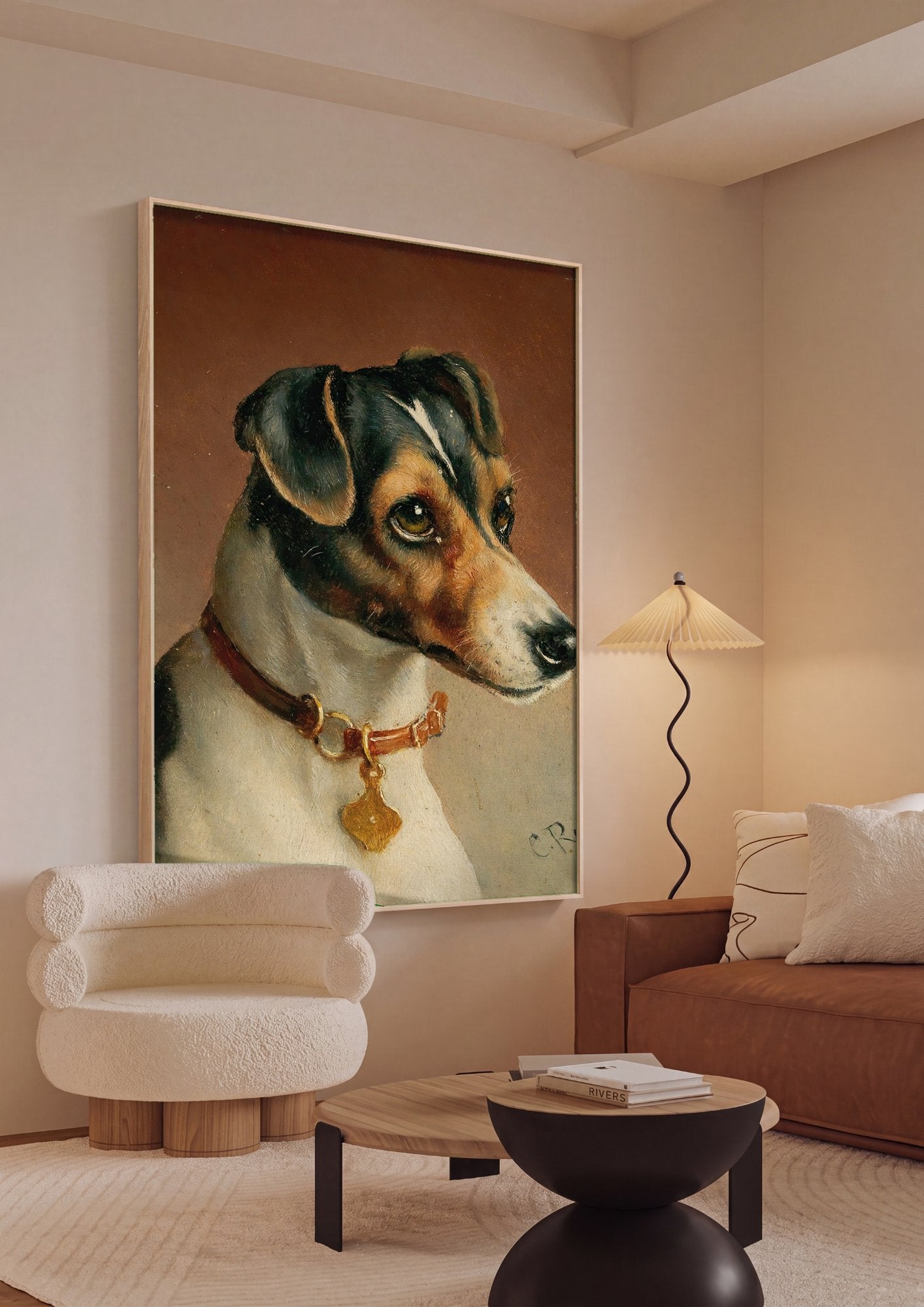 Quadro Decorativo Cão Terrier - Carl Reichert em ambiente decorado