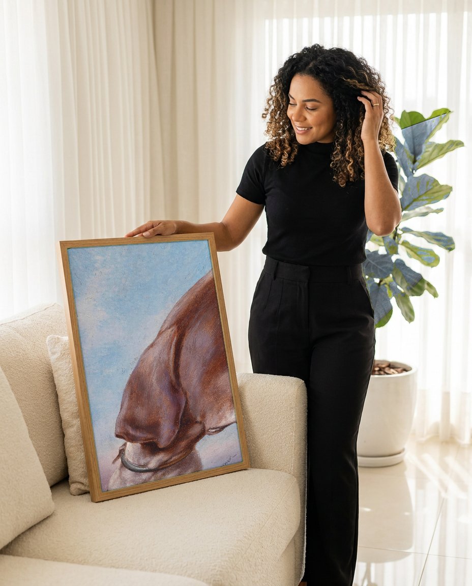 Quadro Decorativo Cão de Caça - Carl Reichert com modelo em ambiente