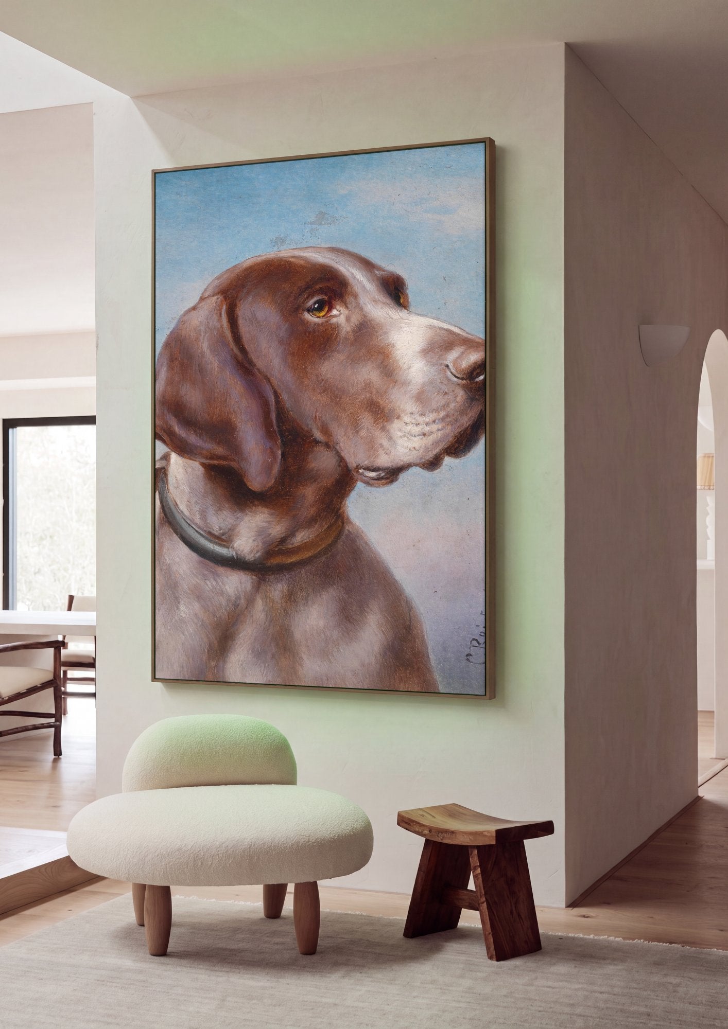 Quadro Decorativo Cão de Caça - Carl Reichert em ambiente decorado