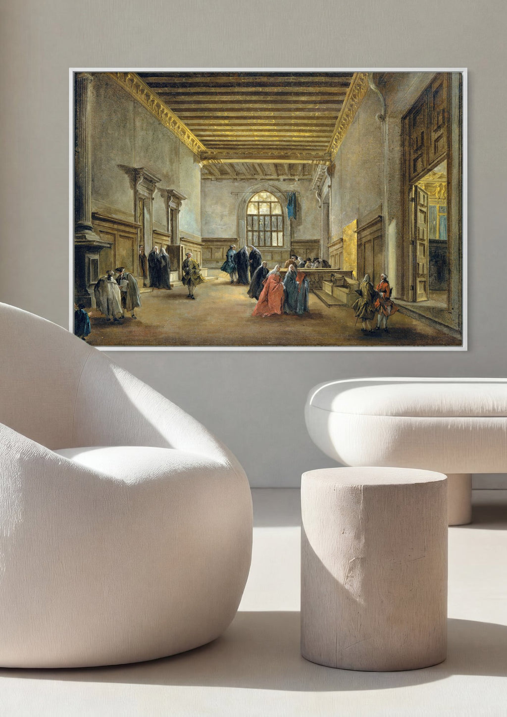Quadro Decorativo Interior Arquitetônico - Francesco Guardi em ambiente decorado