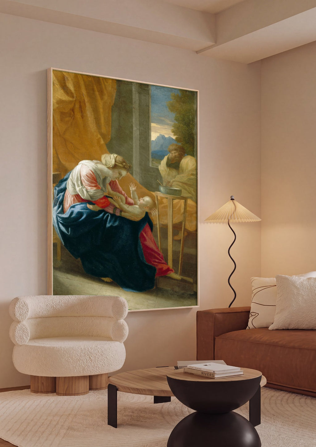 Quadro Decorativo A Sagrada Família - Nicolas Poussin em ambiente decorado