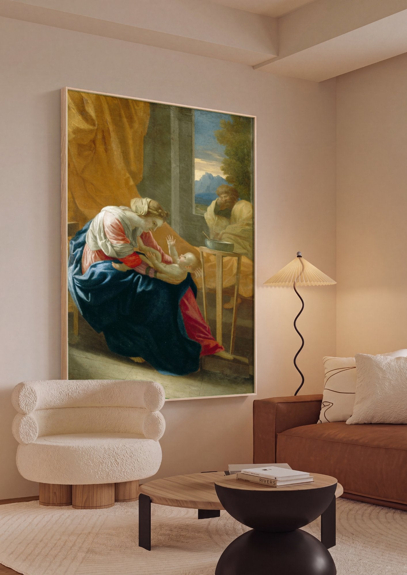 Quadro Decorativo A Sagrada Família - Nicolas Poussin em ambiente decorado