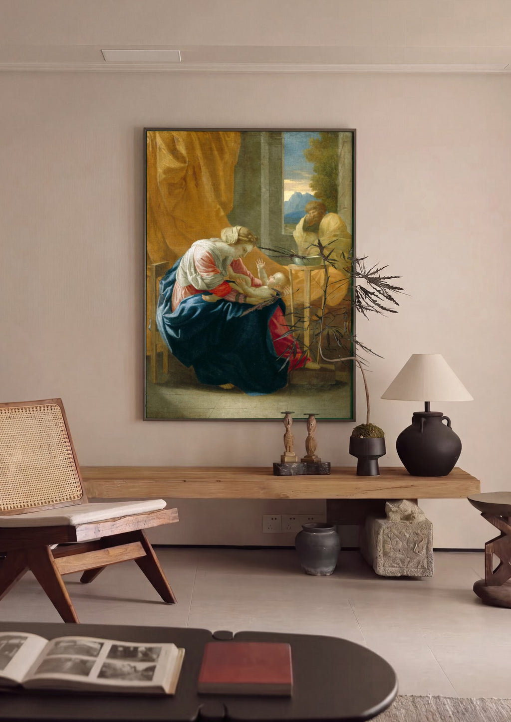 Quadro Decorativo A Sagrada Família - Nicolas Poussin em ambiente decorado