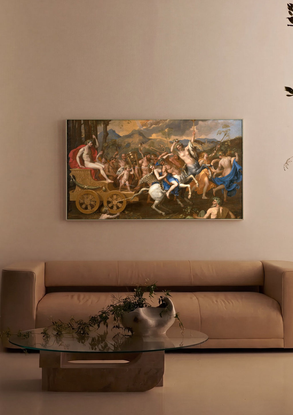 Quadro Decorativo O Triunfo de Baco - Nicolas Poussin em ambiente decorado