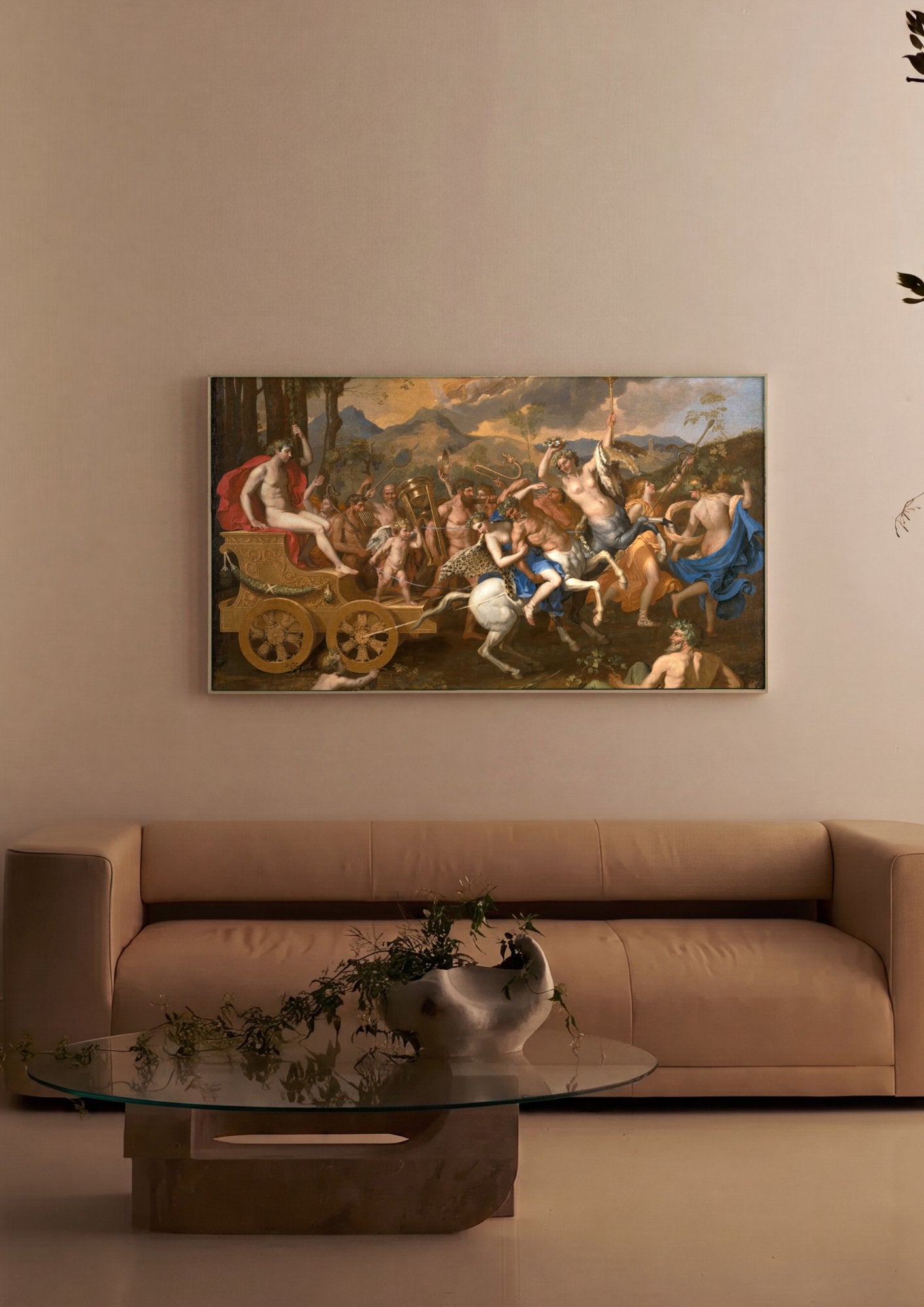Quadro Decorativo O Triunfo de Baco - Nicolas Poussin em ambiente decorado