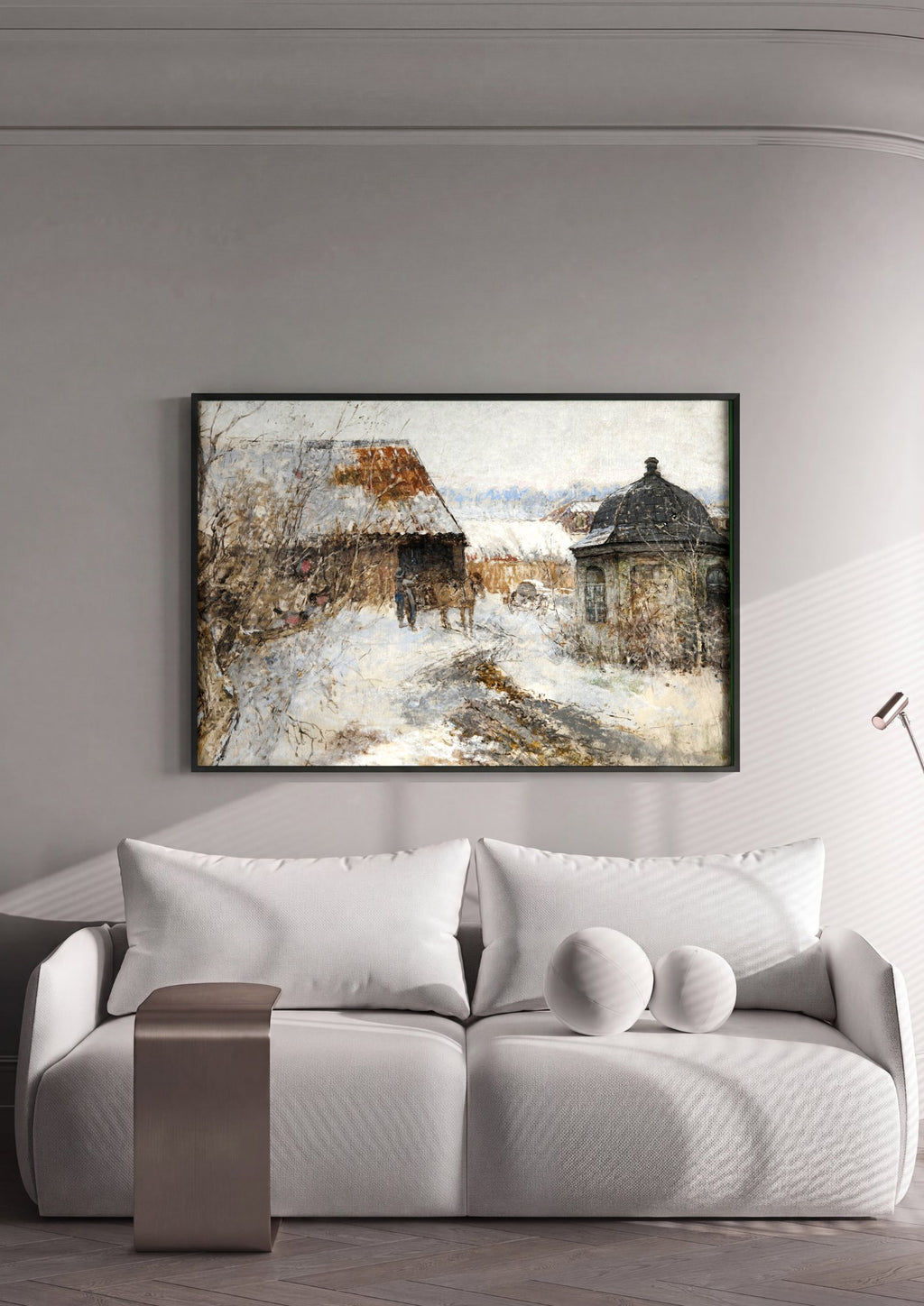 Quadro Decorativo Inverno na Aldeia - Victor Fosseil em ambiente decorado