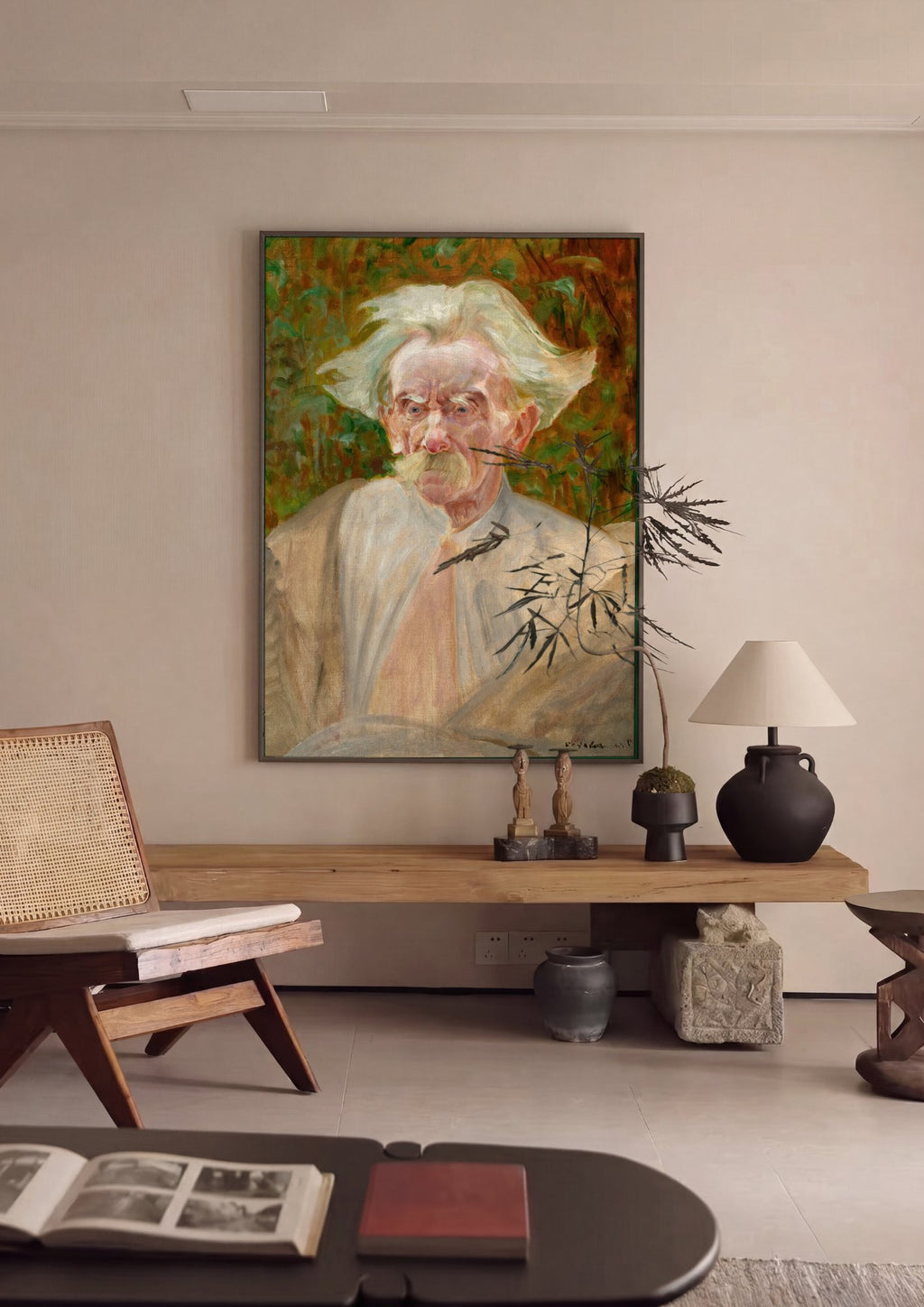 Quadro Decorativo Retrato de um Homem Idoso - Jacek Malczewski em ambiente decorado