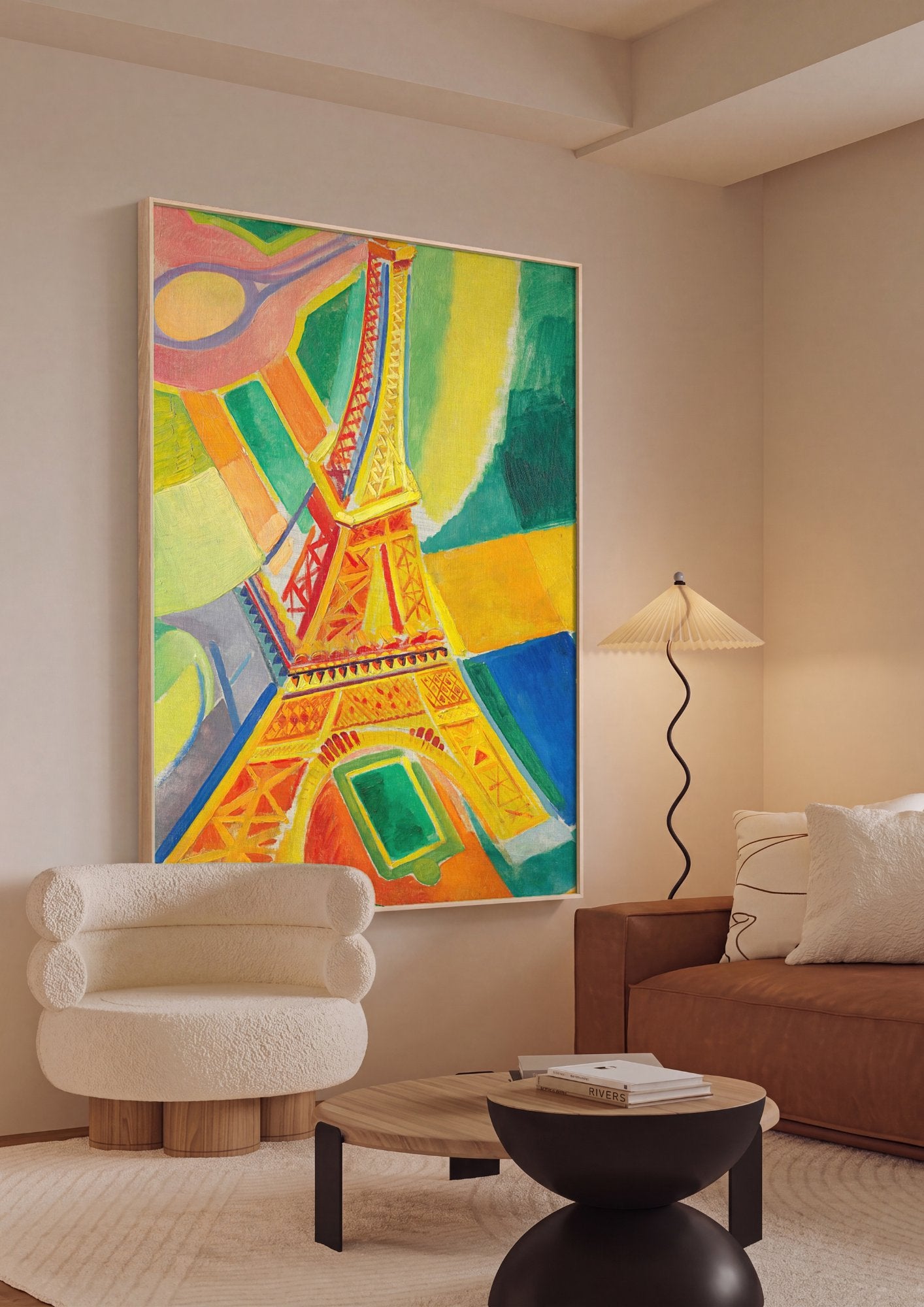 Quadro Decorativo Torre Eiffel Colorida - Robert Delaunay em ambiente decorado