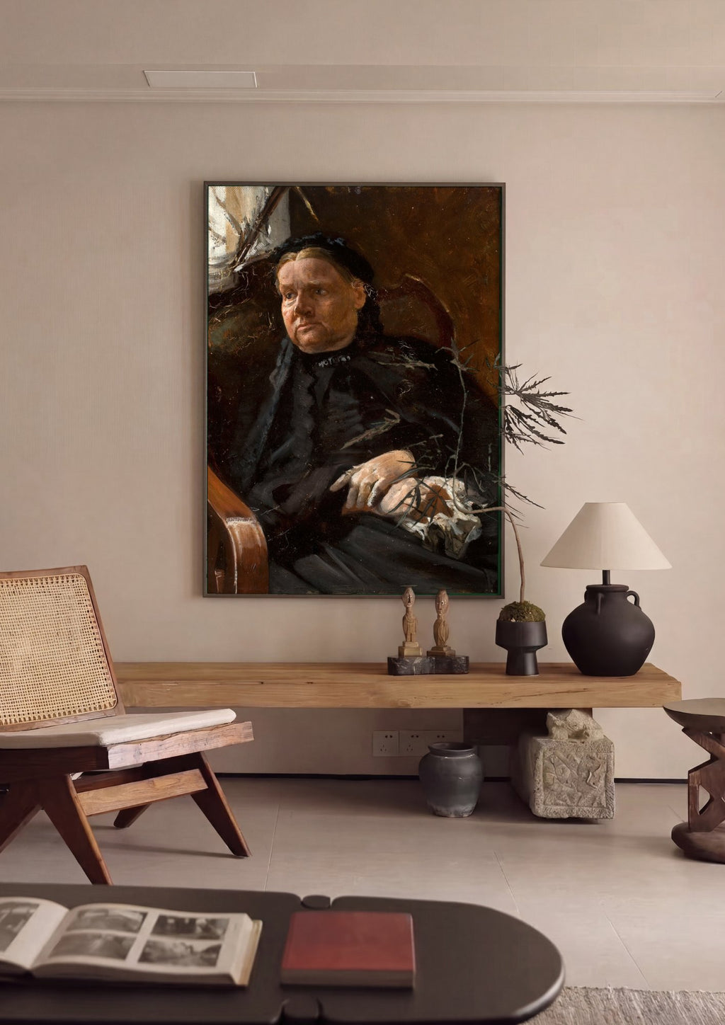 Quadro Decorativo Retrato de Senhora Idosa - Jacek Malczewski em ambiente decorado